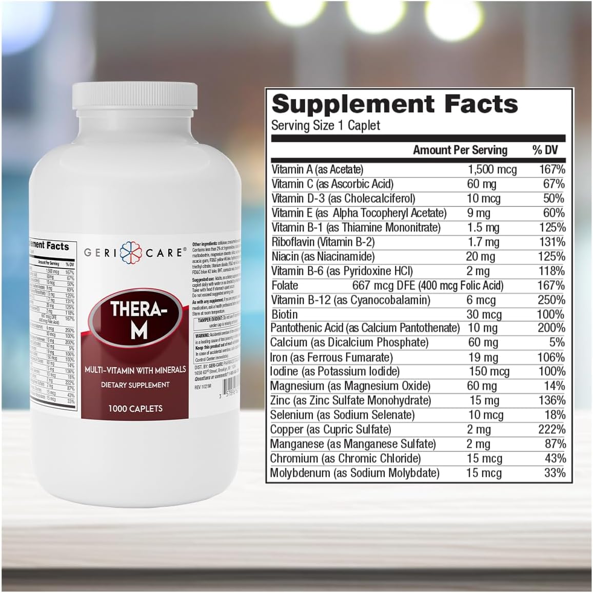 GeriCare Thera M Multivitamin Caplets, 1000 Caplets - görsel 3