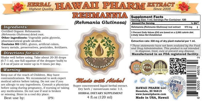 Hawaii Pharm Rehmannia Liquid Extract, Professional Grade, Small Batch Crafted Rehmannia (Rehmannia Glutinosa) Tincture, Herbal Supplement, 946 ml