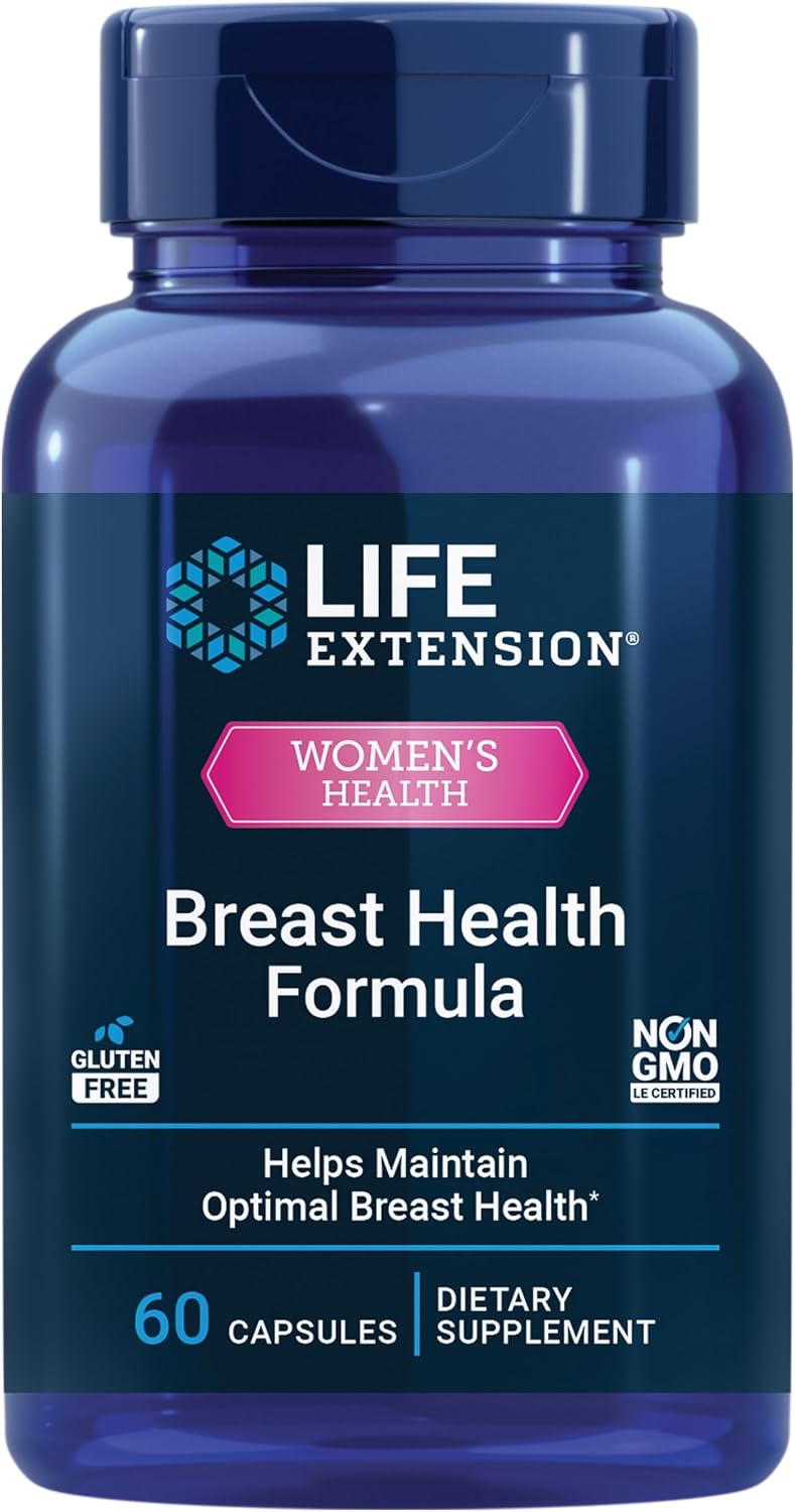 Life Extension Breast Health Formula - Hormone Balance Supplement with Broccoli Extract, Soya Isoflavones, Indole-3-Carbinol, and Flaxseed Lignans - 60 Capsules - görsel 1