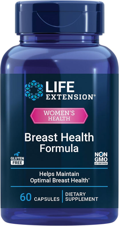 Life Extension Breast Health Formula - Hormone Balance Supplement with Broccoli Extract, Soya Isoflavones, Indole-3-Carbinol, and Flaxseed Lignans - 60 Capsules