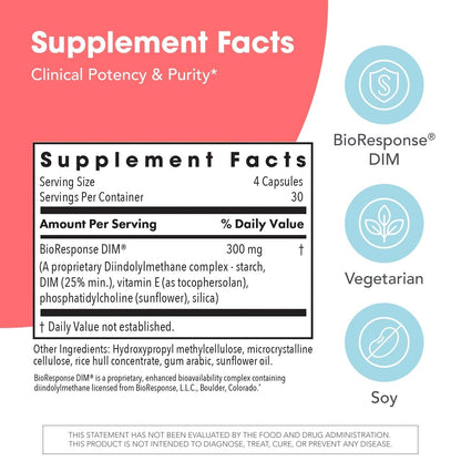 ARG DIM Enhanced Delivery System - Supports Oestrogen Metabolism - 300 mg Bioavailable Diindolylmethane Complex - Vegetarian & Soy-Free - 120 Capsules