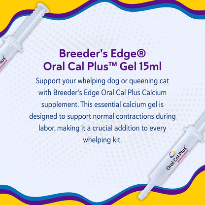 Breeder's Edge Oral Cal Plus Gel – Calcium Supplement for Dogs and Cats in Labour, 15ml Paste