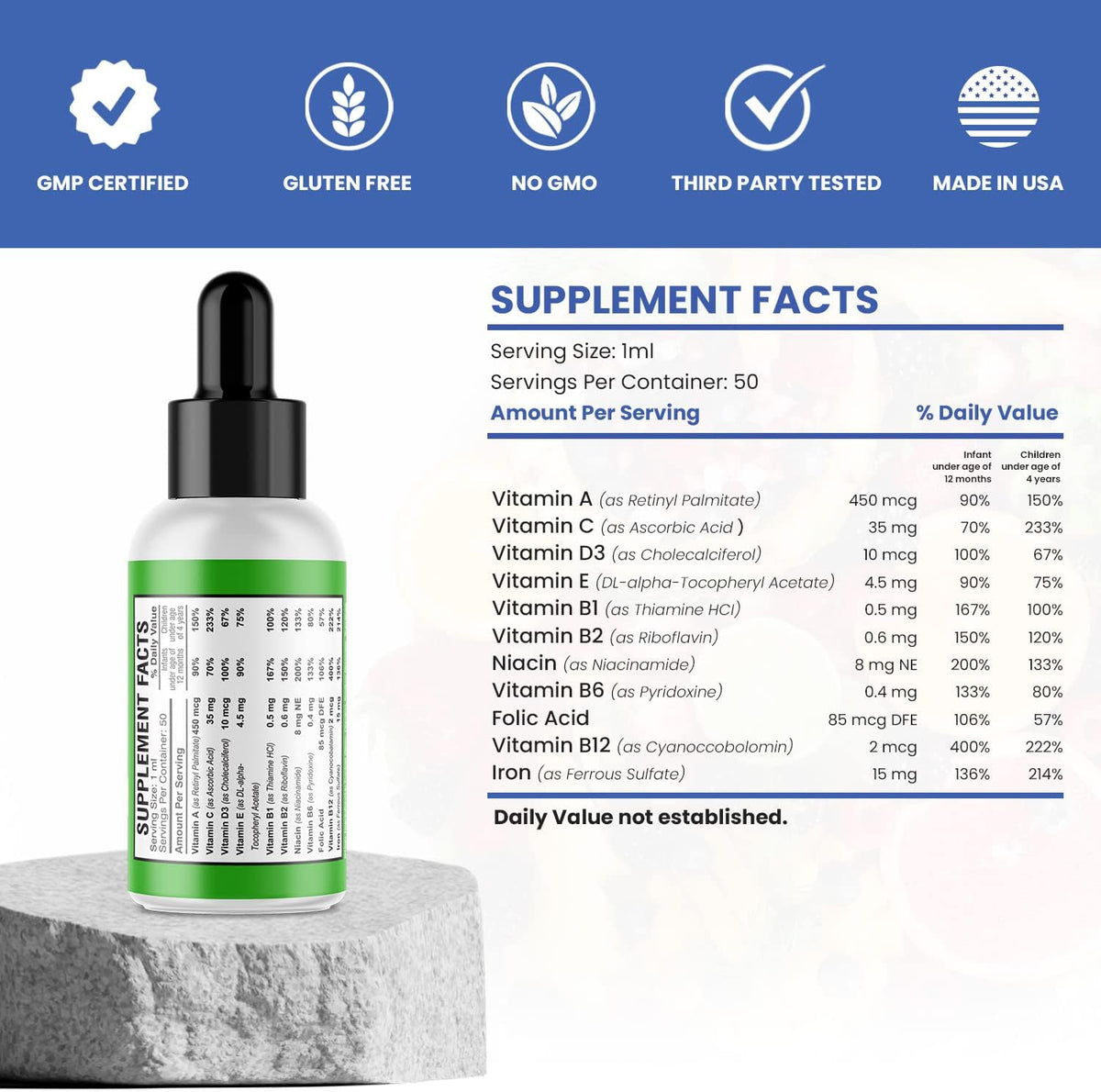 America Medic & Science PediaWell Complete Liquid Multivitamin for Children – 50 ml - görsel 6