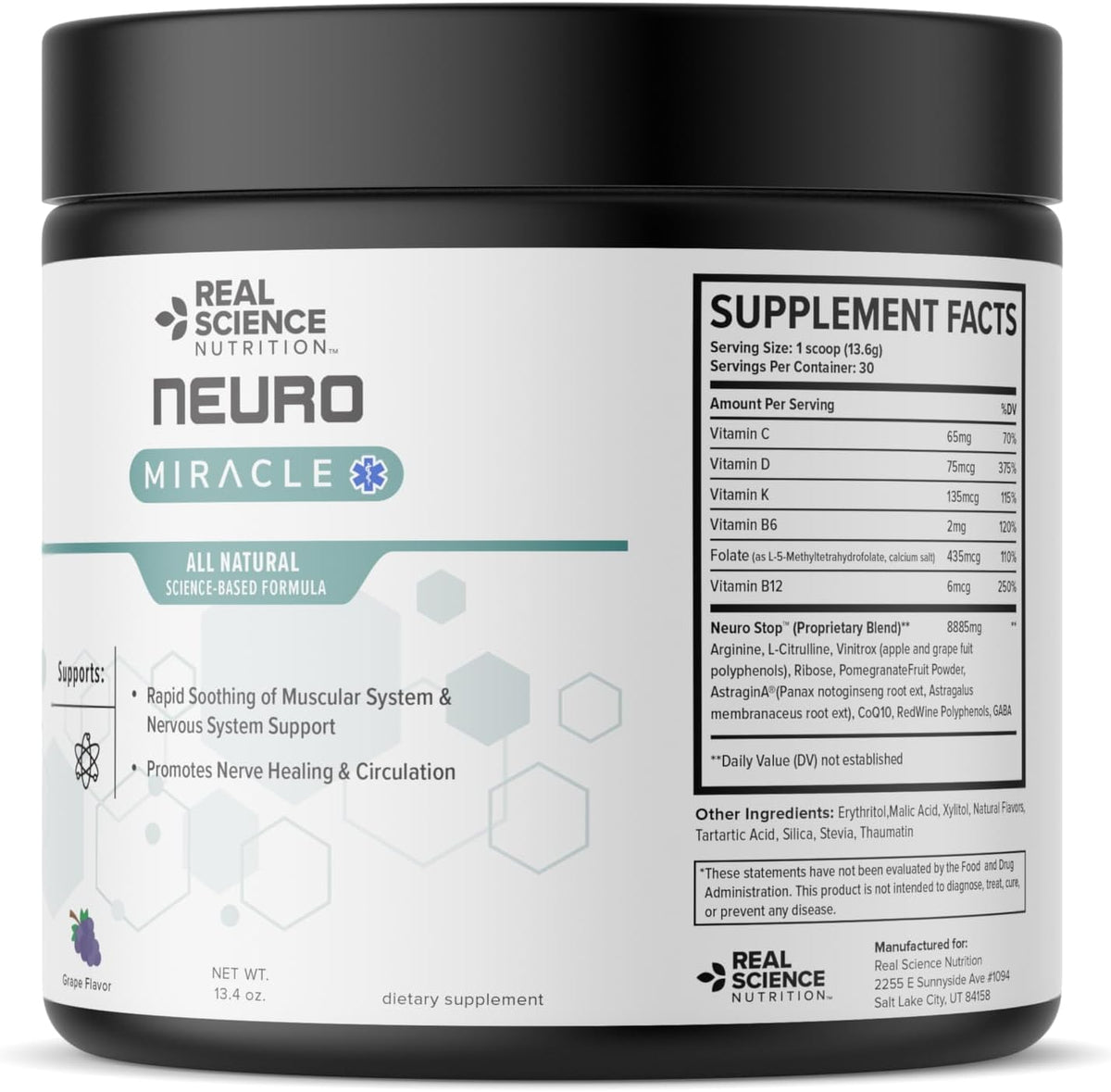 Real Science Nutrition Neuropathy Miracle - Natural Powder Supplement to Support Circulation and Nerve Health - görsel 2