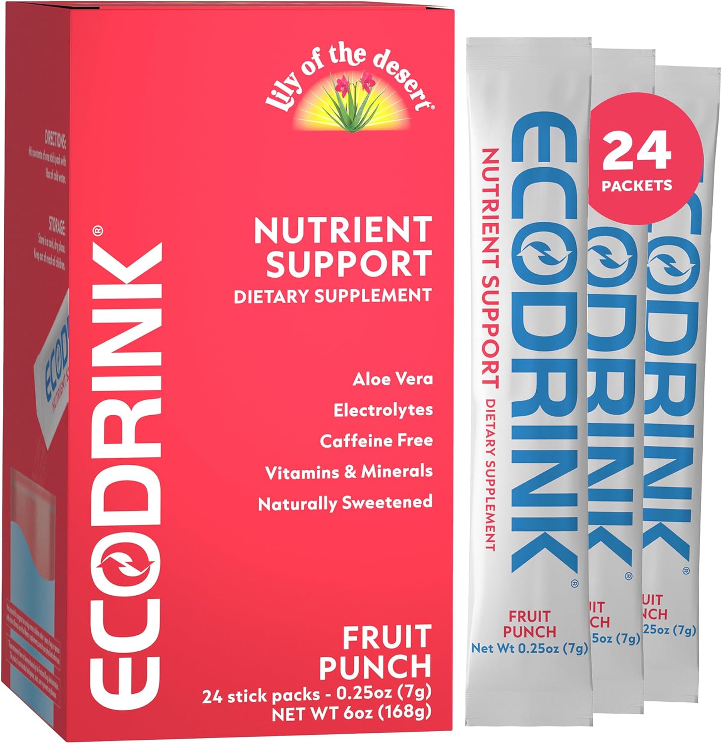 Lily of the Desert EcoDrink Nutrient Support Hydration Sachets, Blueberry Pomegranate – Multivitamin Electrolyte Mix with Aloe, 24 Sachets - görsel 9