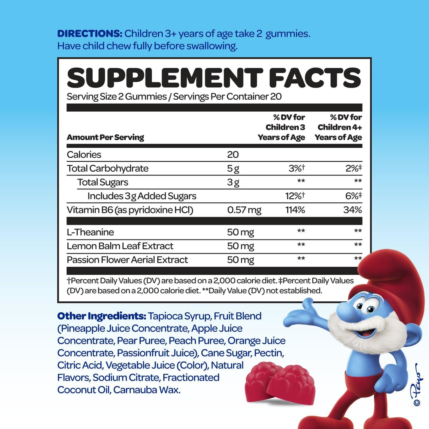 Smurfs Kids Calm Gummies | Calming Gummies with Lemon Balm & L-Theanine | Doctor Formulated | 20 Servings - görsel 2