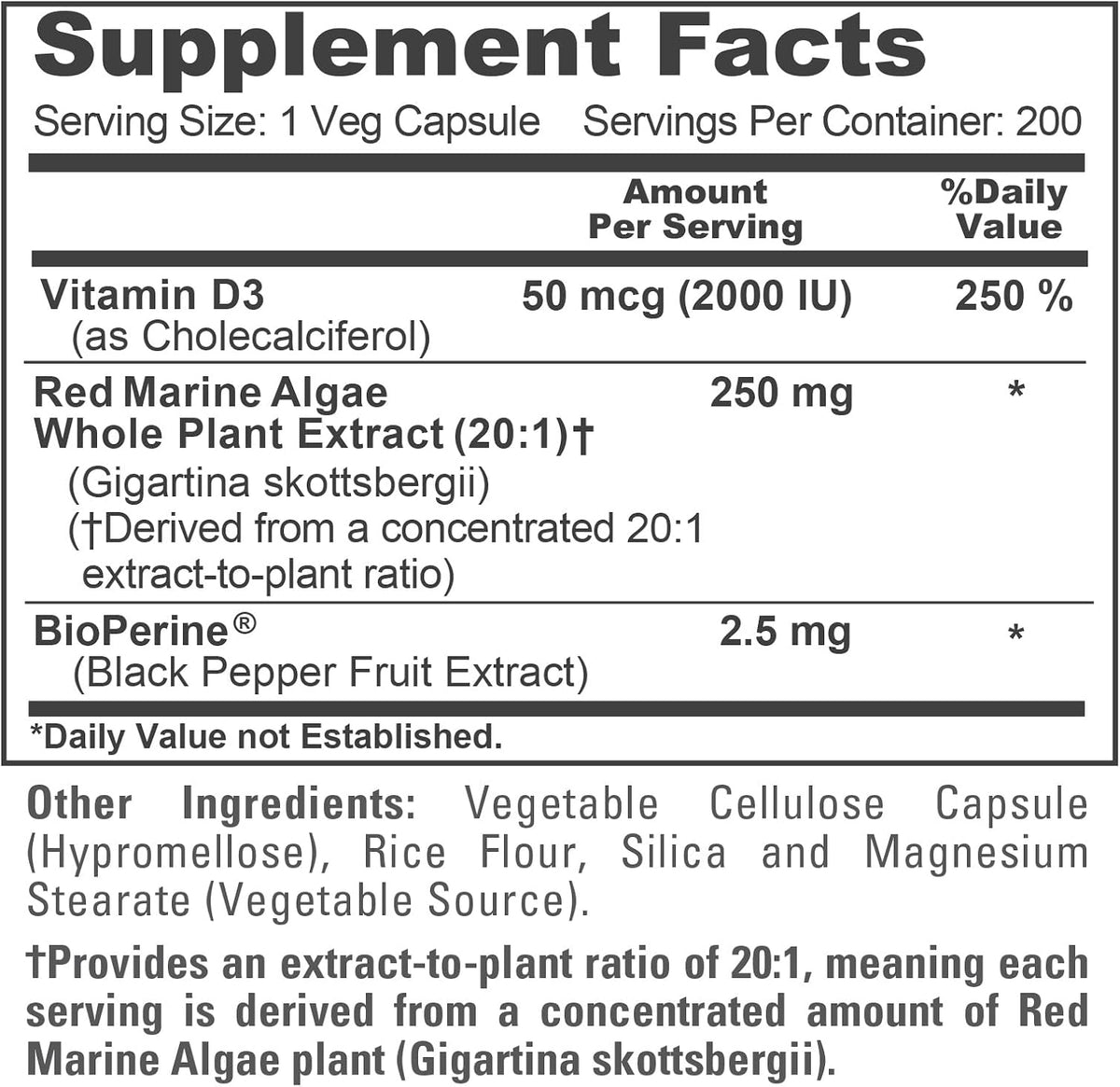 NusaPure Red Marine Algae Capsules, 250 mg, 200 Vegan Capsules (Soya-free, Non-GMO) - görsel 4
