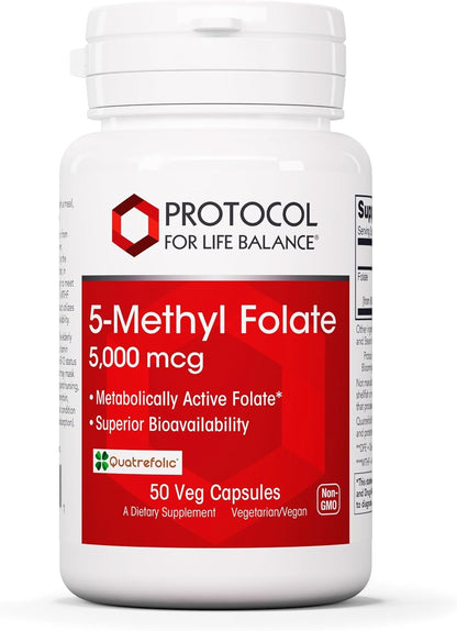 PROTOCOL FOR LIFE BALANCE 5-Methylfolate 1,000mcg - Superior Methyl Folate Bioavailability - for Brain Support - Folate Supplement for Women & Men - Kosher & Vegan - 90 Tabs