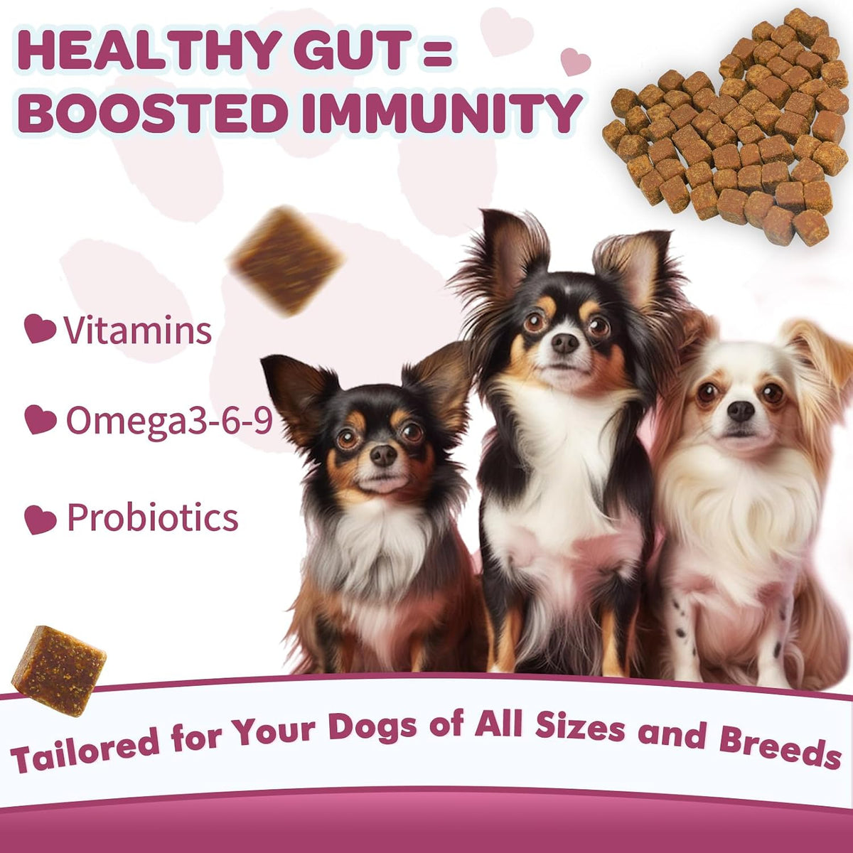 NATURE TARGET Probiotics for Dogs, 120 Soft Chews, Chicken Flavour | Plus Digestive Enzymes & Prebiotic for Digestive Health, Fish Oil & Vitamins Supplement for Allergies & Immune & Itchy Skin - görsel 8