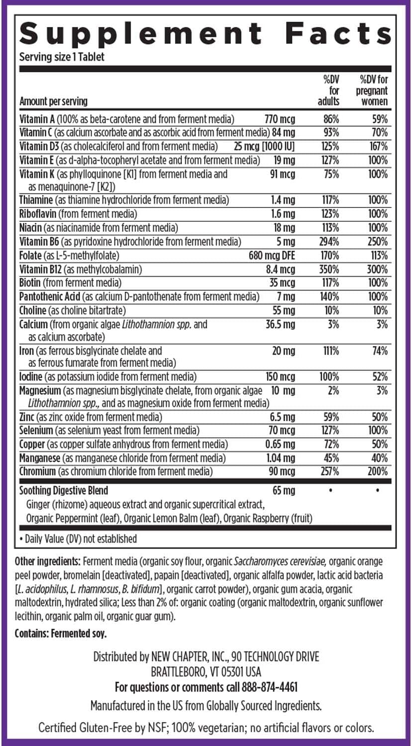 New Chapter Prenatal Vitamins, One Daily Prenatal Multivitamin Enhanced for Age 35+ with Methylfolate + Choline for Healthy Mum & Baby, Gluten-free & Non-GMO - 30 ct - görsel 5