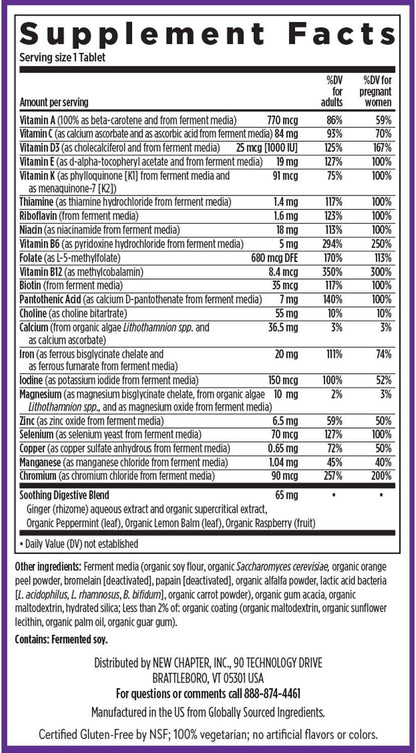 New Chapter Prenatal Vitamins, One Daily Prenatal Multivitamin Enhanced for Age 35+ with Methylfolate + Choline for Healthy Mum & Baby, Gluten-free & Non-GMO - 30 ct