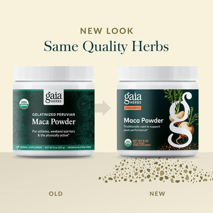 Gaia Herbs Maca Powder - Energy Supplement - Traditionally Used to Support Healthy Energy and Stamina - Made with USDA Certified Organic Maca Root (Lepidium meyenii) - 227 g (69 Servings)