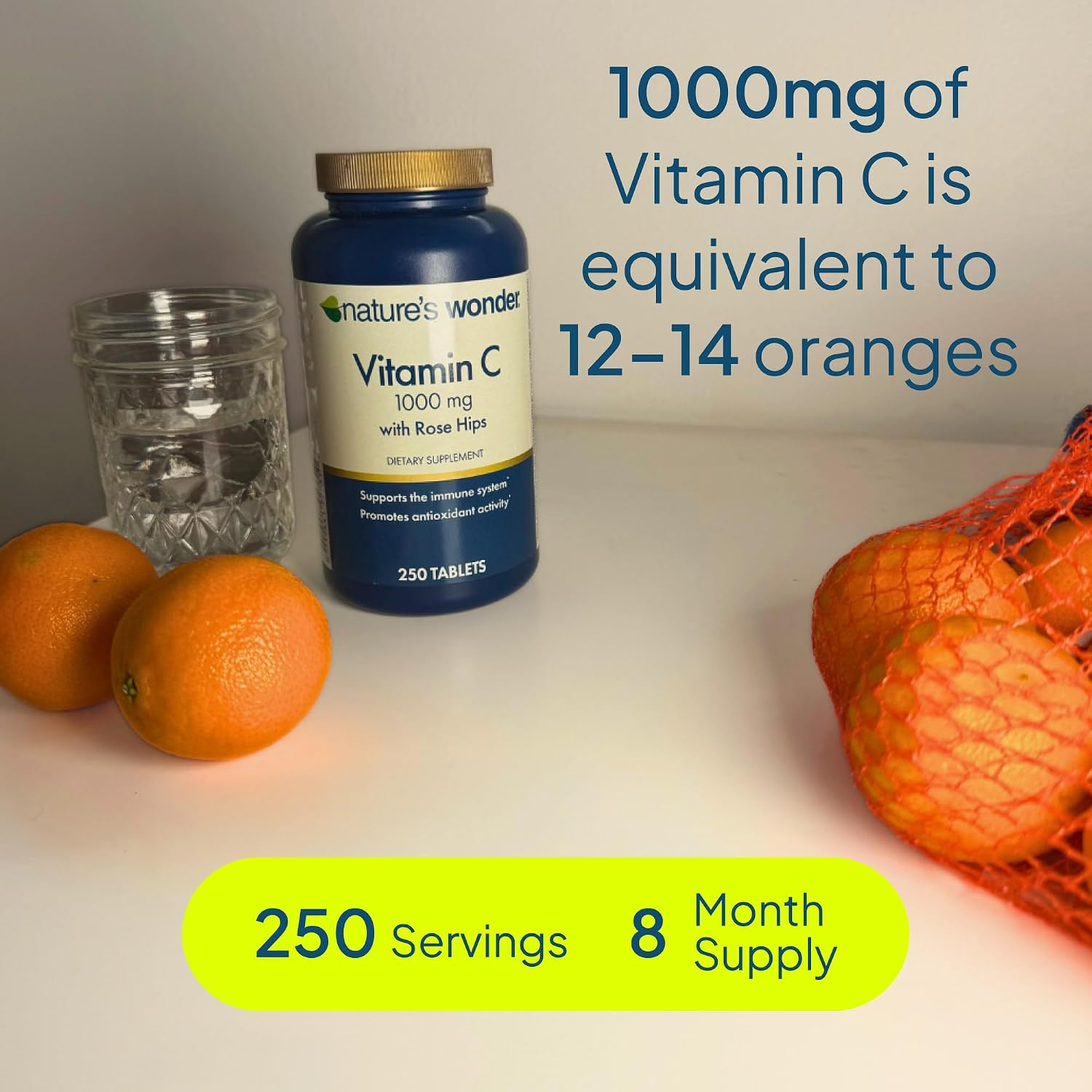 Nature's Wonder Vitamin C 1000mg with Rose Hips - 250 Tablets - görsel 6