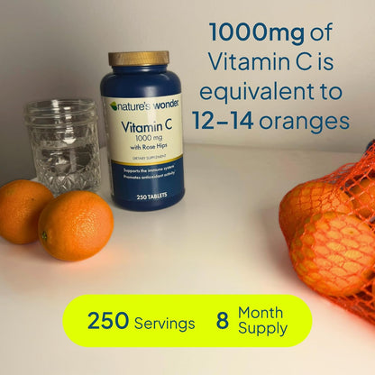 Nature's Wonder Vitamin C 1000mg with Rose Hips - 250 Tablets