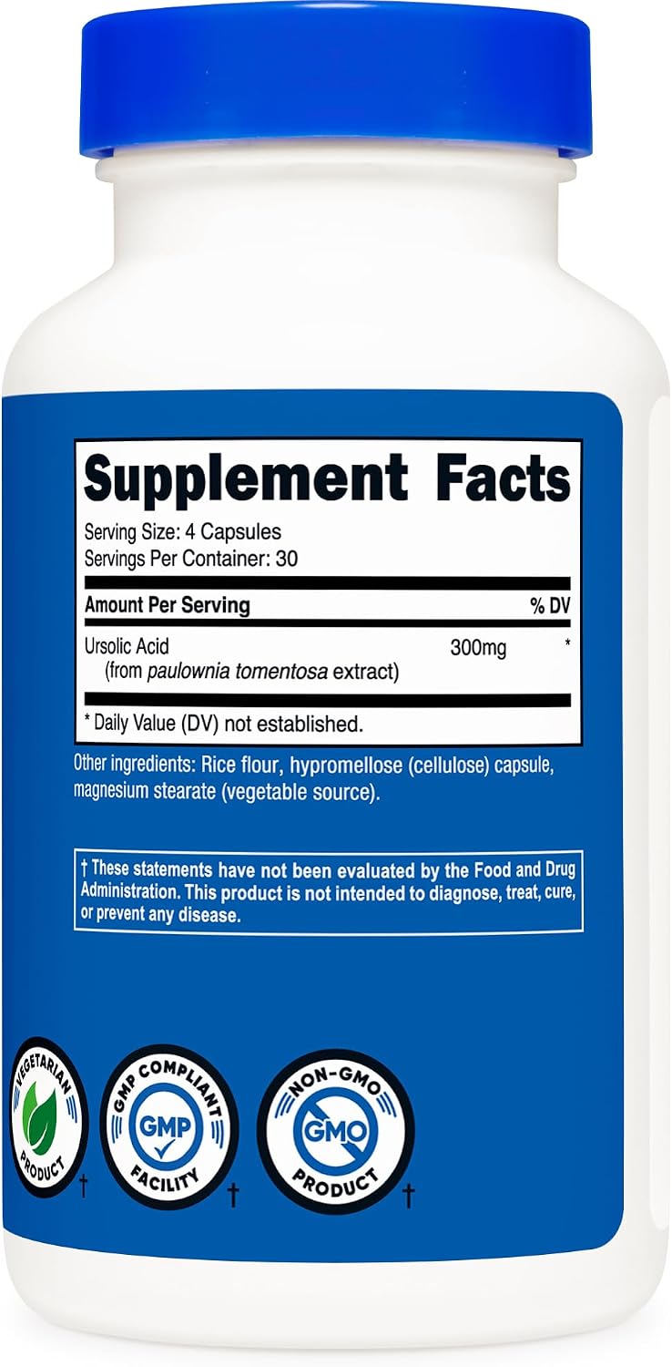 Nutricost Ursolic Acid 300mg, 120 Capsules – Vegetarian, Non-GMO, Gluten-free, Soya-free - görsel 5