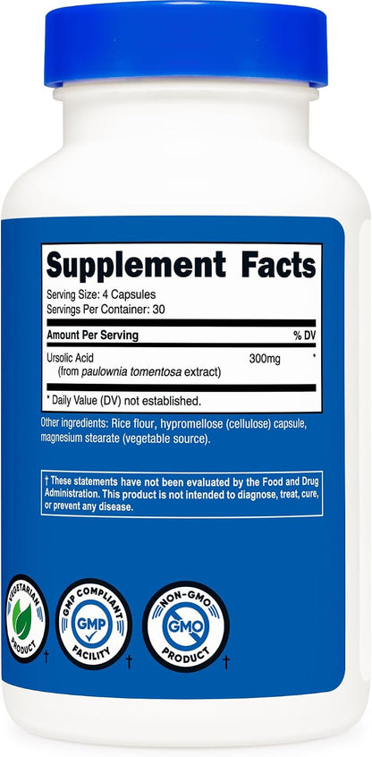 Nutricost Ursolic Acid 300mg, 120 Capsules – Vegetarian, Non-GMO, Gluten-free, Soya-free