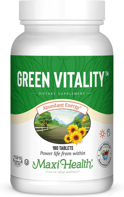 Super Greens Tablets – Green Vitality with Spirulina, Wheat Grass, Barley Grass & Chlorella – 180 Tablets
