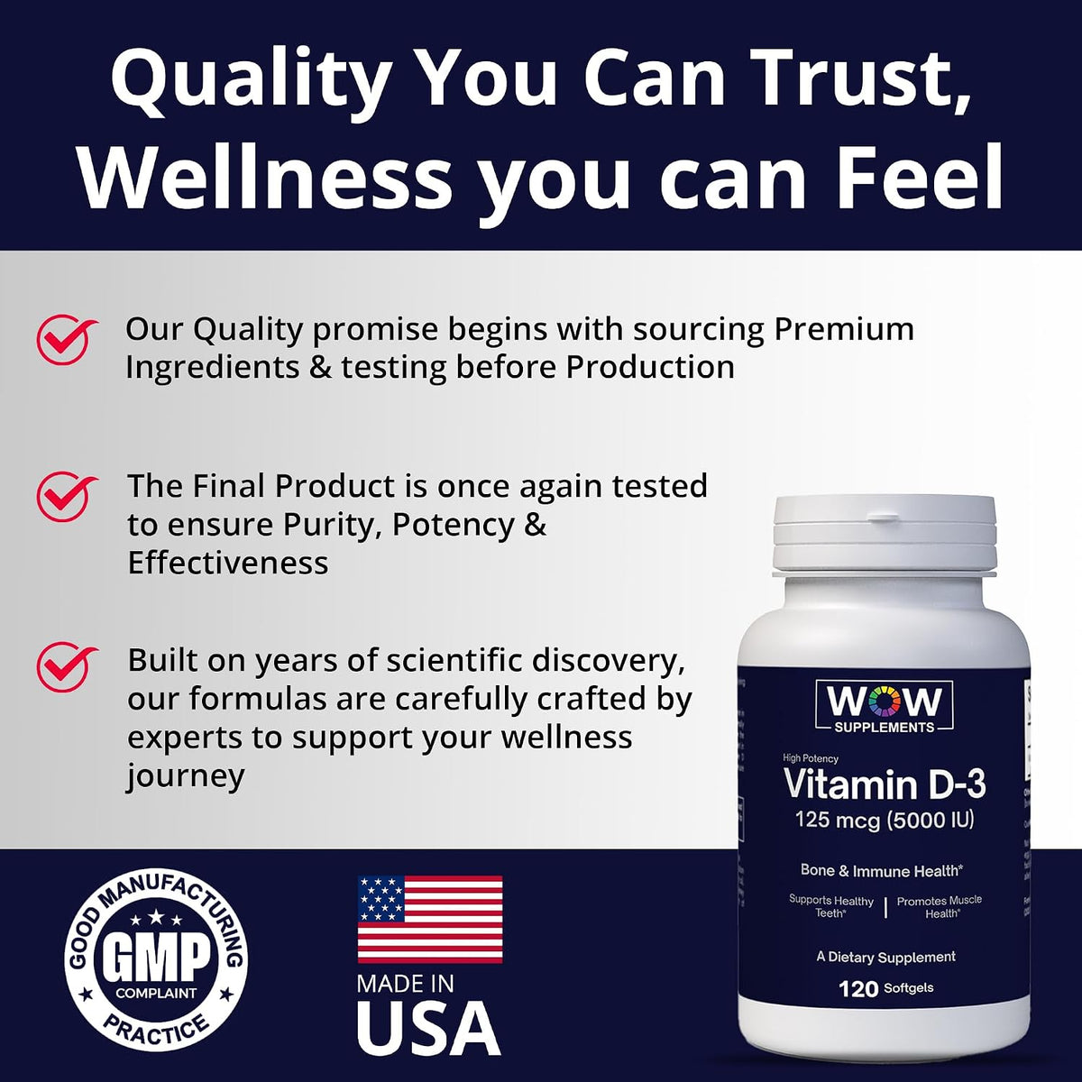 Vitamin D3 5000 IU Soft gel capsules - 125 mcg - Non-GMO, Gluten-free - 120 Count - görsel 4