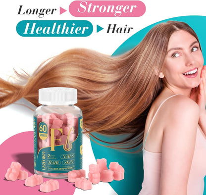 Lazpowfi Biotin Gummies - Hair Skin and Nails Vitamins for Men & Women, Vegan, 90-Day Supply (3 Pack)