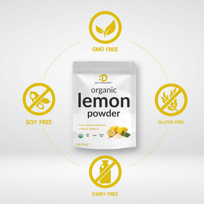 Organic Lemon Powder, 454g – Real Freeze-Dried Source – Rich in Essential Vitamin C – Natural Immune Support – Raw Lemon Juice Flavour & Aroma – Non-GMO, Filler Free, No Sugar