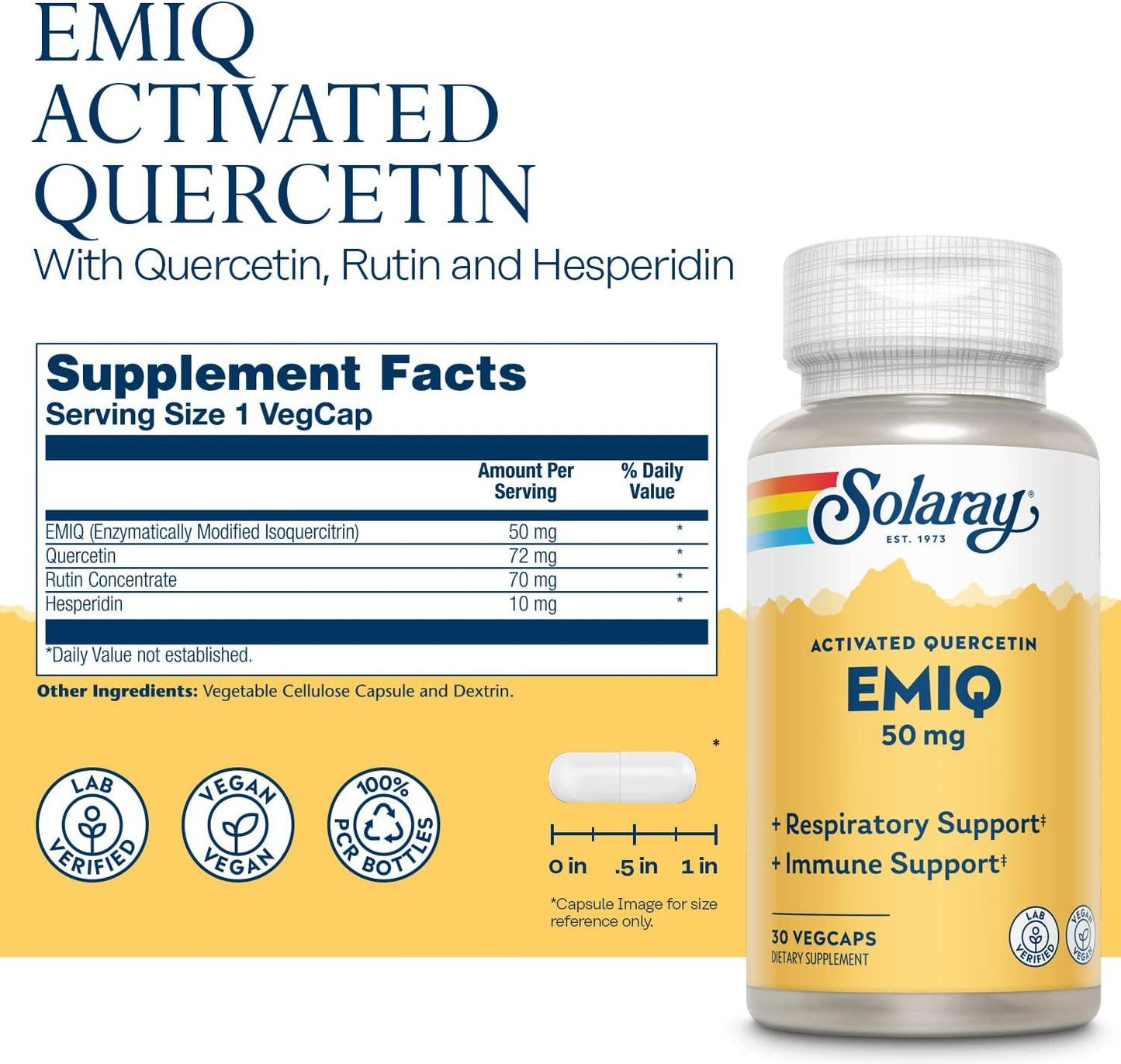 SOLARAY EMIQ Activated Quercetin – Sinus, Respiratory and Immune Support (30 Vegan Capsules) - görsel 2