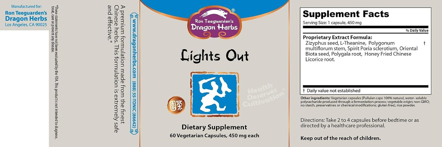 Dragon Herbs - Lights Out Capsules - 60 Capsules, 450 mg Each - görsel 2