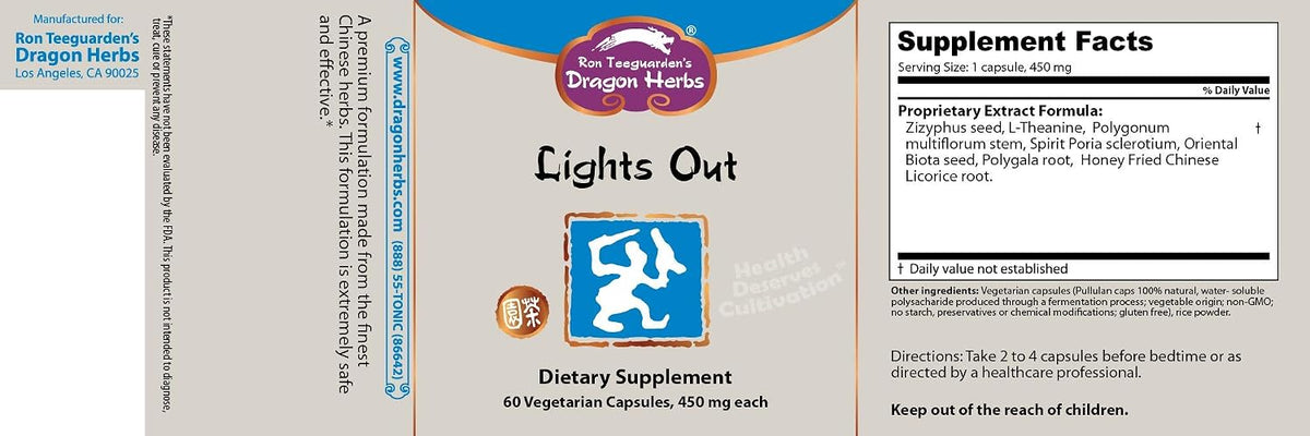 Dragon Herbs - Lights Out Capsules - 60 Capsules, 450 mg Each - görsel 2