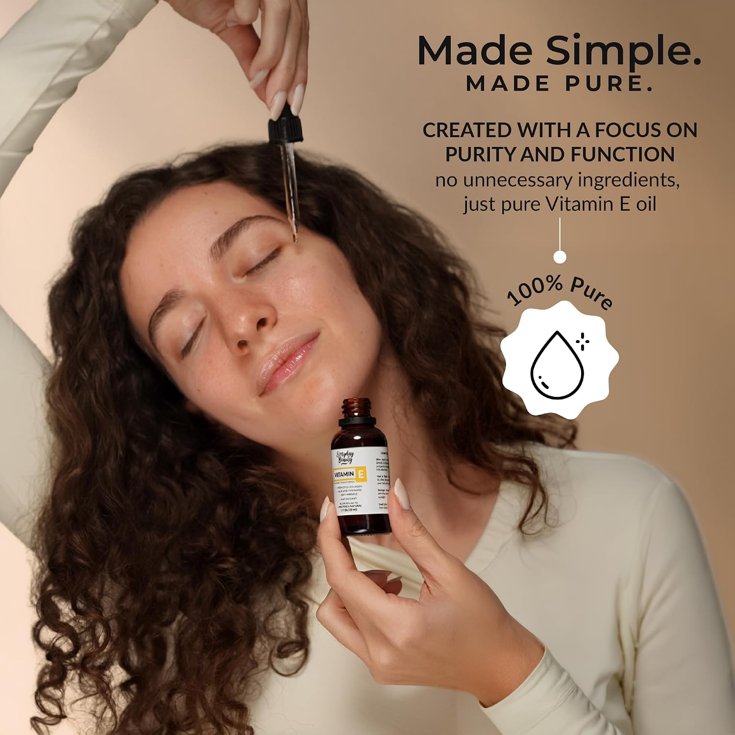 Everyday Beauty Ultra Pure Vitamin E Oil – 100% Natural D-Alpha Tocopherol from Wheat Germ – Glass Bottle & Dropper - görsel 3