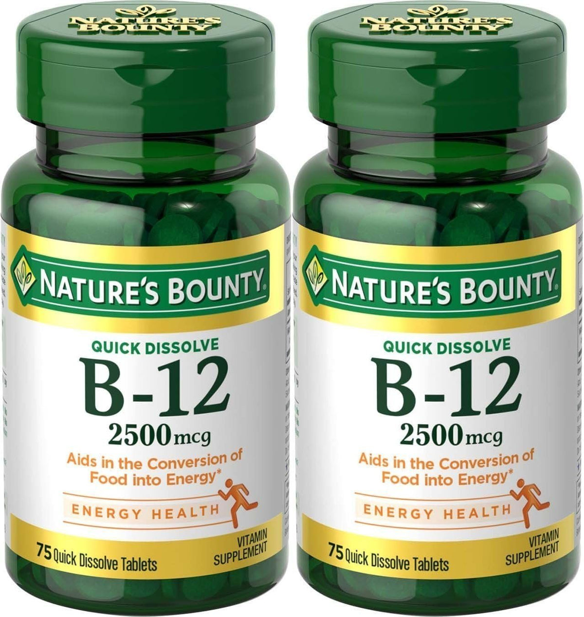 Nature's Bounty Vitamin B-12, Quick Dissolve, 2500 mcg, Natural Cherry Flavour, 150 Tablets (2-Pack) - görsel 1