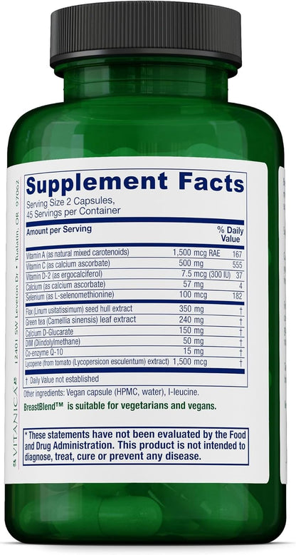 Vitanica BreastBlend – Breast Support Supplement, 90 Vegan Capsules