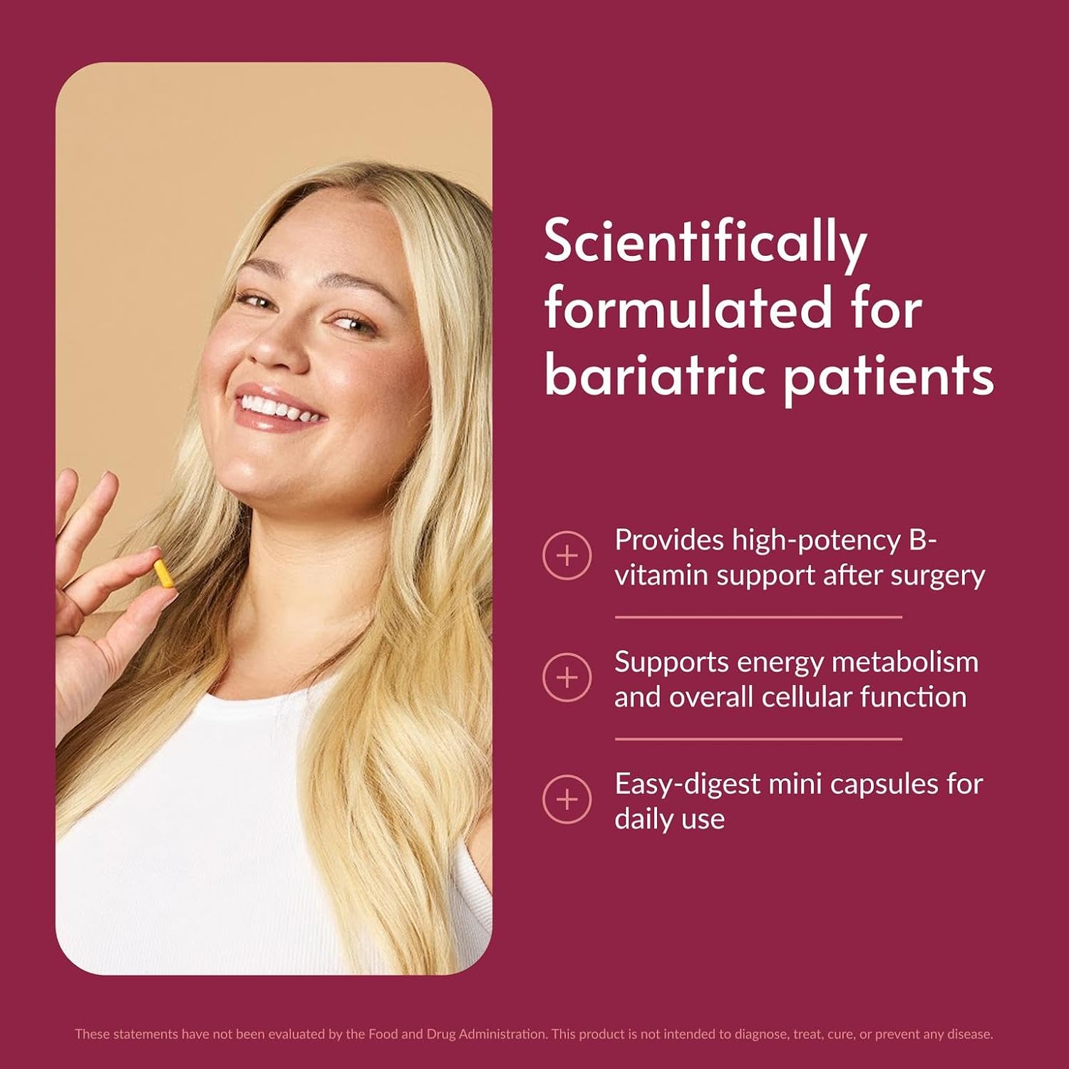 Bariatric Advantage Vitamin B50 Complex - High-Strength B-Complex for Energy and Brain Function - 180 Mini Capsules - görsel 2
