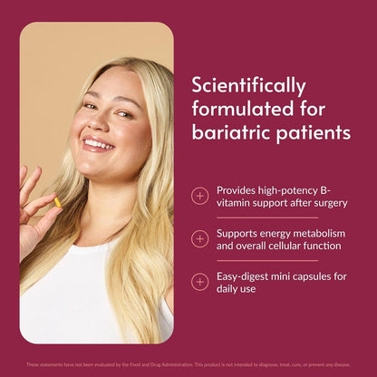 Bariatric Advantage Vitamin B50 Complex - High-Strength B-Complex for Energy and Brain Function - 180 Mini Capsules