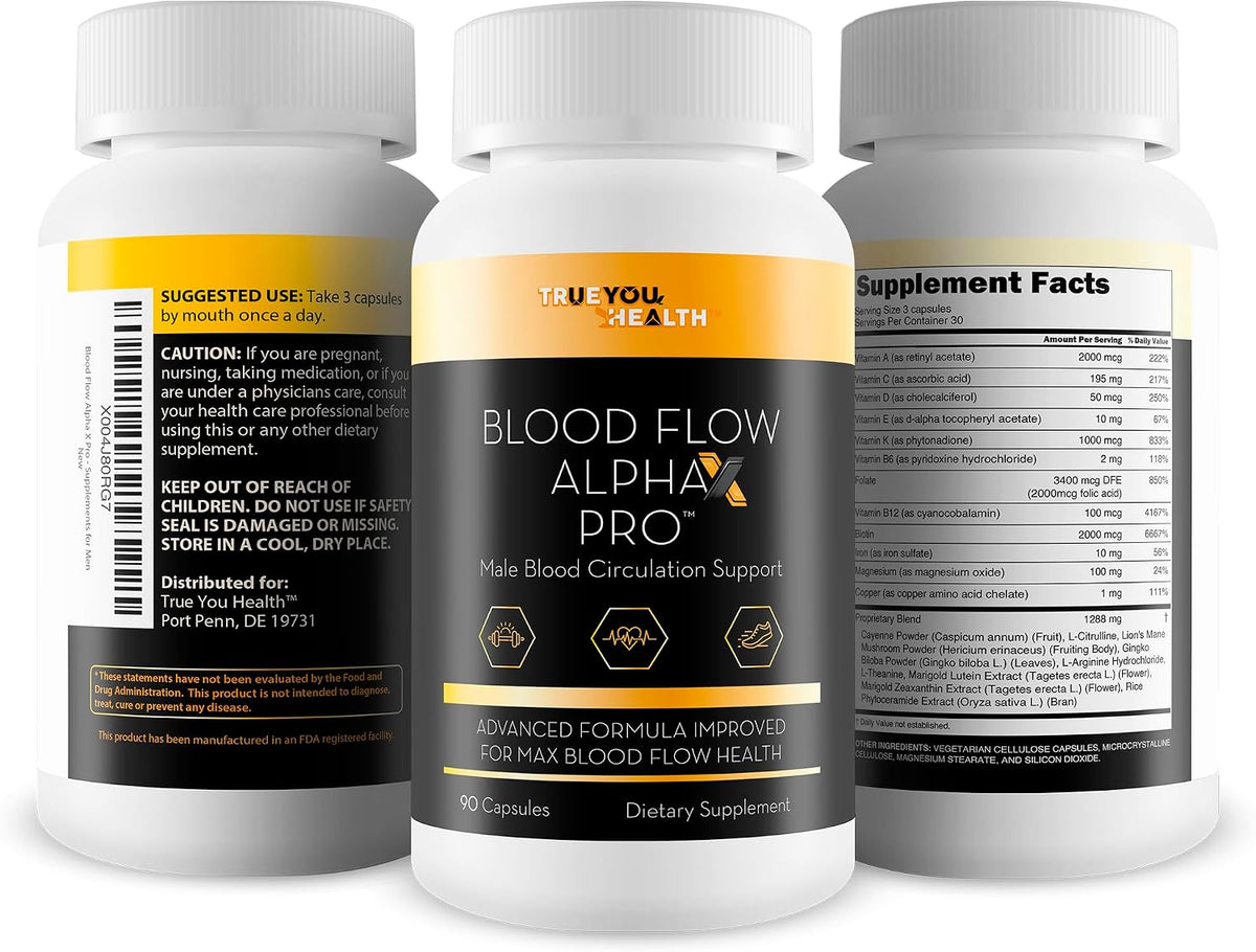 Blood Flow Alpha X Pro – Improved Formula – Male Blood Circulation Support Supplement - görsel 4
