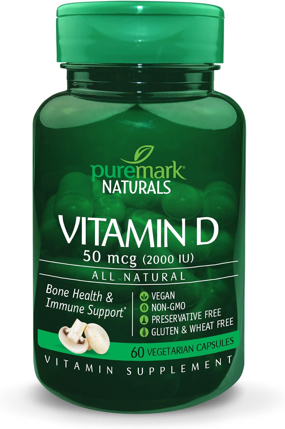 Puremark Vitamin D 2000 IU – Vegan D3 Capsules for Immune Support & Bone Health (60 Capsules) - görsel 1