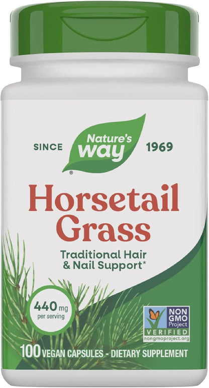 Nature's Way Horsetail Grass - 440mg per Capsule - Hair & Nail Support - 100 Capsules