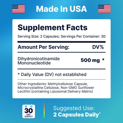 Liposomal NMNH 500 mg – NAD+ Supplement for Energy, Focus & Anti-Ageing