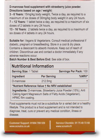 Waterfall D-Mannose Children Melt-in-the-Mouth Tablets, Strawberry, 100 Tablets