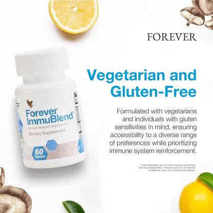 Forever ImmuBlend – Immune Support Supplement with Botanicals, Vitamins D & C, Maitake & Shiitake Mushrooms (60 Tablets)