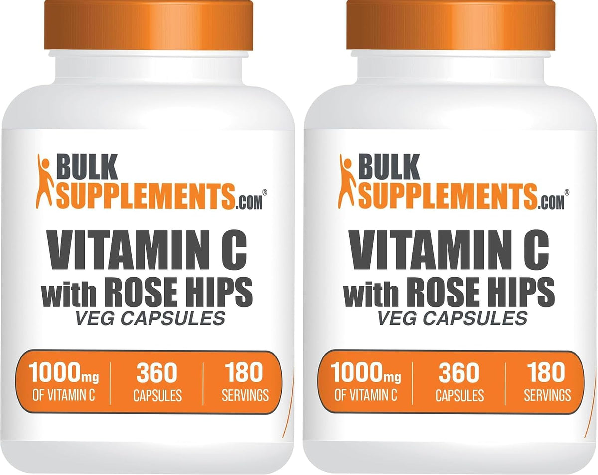 BulkSupplements.com Vitamin C with Rose Hips Capsules - 1000mg, 360 Count - görsel 6