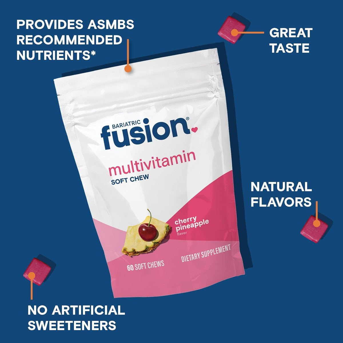 Bariatric Fusion Bariatric Multivitamin Chewable Soft Chew – Cherry Pineapple (60 Count) - görsel 3