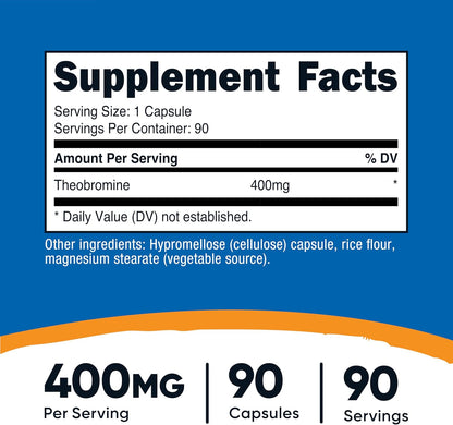 Nutricost Theobromine 400mg, 90 Vegetarian Capsules