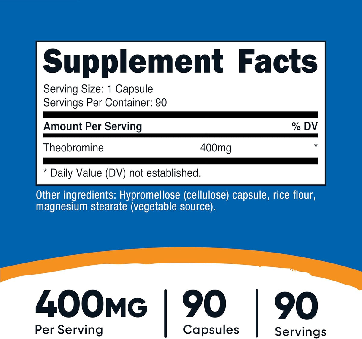 Nutricost Theobromine 400mg, 90 Vegetarian Capsules – Gluten-free, Non-GMO - görsel 2