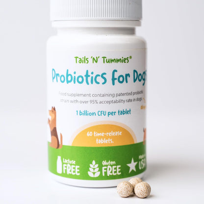 Tails 'N' Tummies Probiotics for Dogs: 60 Tiny Tablets for Allergies, Itchy Skin, Diarrhoea & Digestive Relief