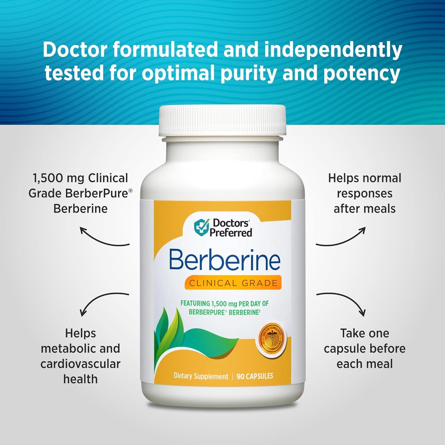 DOCTORS' PREFERRED Clinical Grade Berberine Supplement, 90 Capsules - görsel 2