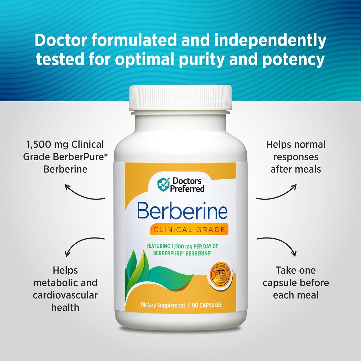 DOCTORS' PREFERRED Clinical Grade Berberine Supplement, 90 Capsules - görsel 2