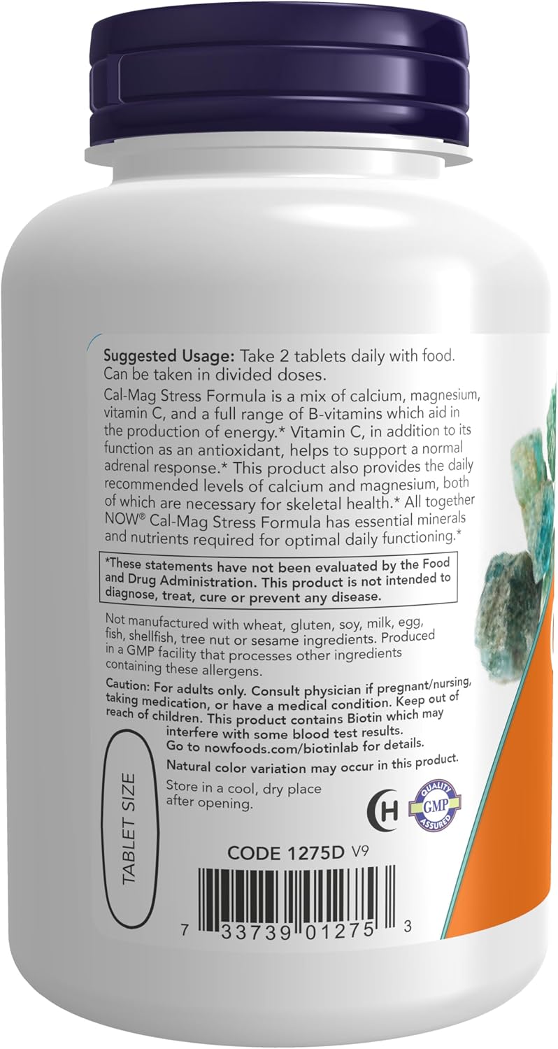 NOW Foods Cal-Mag Stress Formula with B-Complex and Vitamin C, 100 Tablets - görsel 3