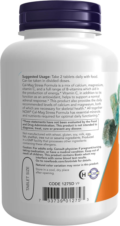 NOW Foods Cal-Mag Stress Formula with B-Complex and Vitamin C, 100 Tablets