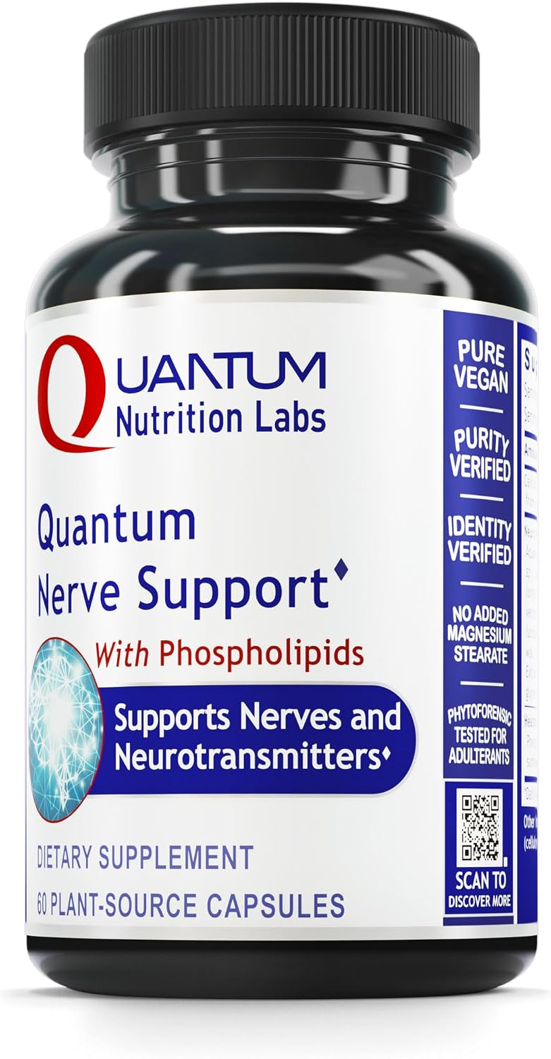 Quantum Nutrition Labs Nerve Support - Nerve & Brain Health Supplement with Rhodiola Rosea - 60 Vegetarian Capsules - görsel 1