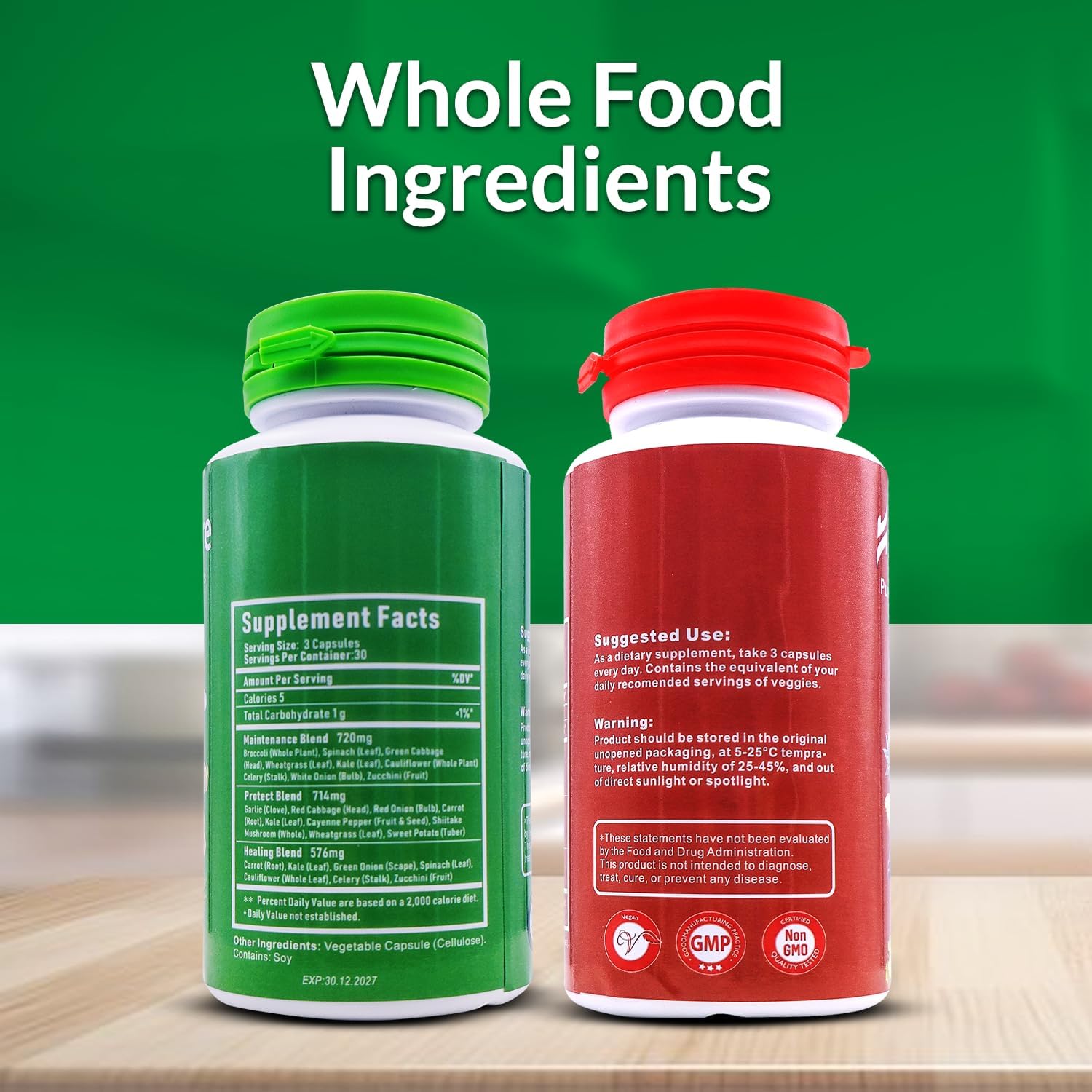 HOMERECORE Whole Food Fruit & Vegetable Supplement - 90 Fruit & 90 Vegetable Capsules - görsel 4