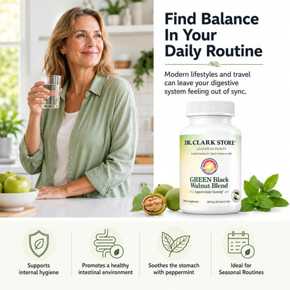 Dr Clark Store Green Black Walnut Blend 360mg with Peppermint, 60 Tapioca Capsules